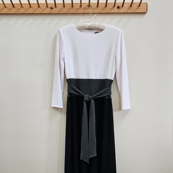LAUREN Ralph Lauren Black Gray White Color Block Dress Size 2  3/4 Sleeves NWOT - Picture 10 of 14